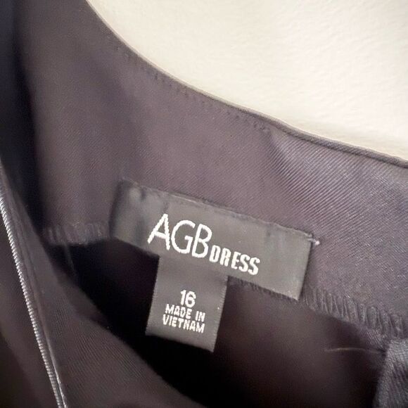 AGB Dress Tank A-Line Dress in Black and Green Multi Leaf Print - Size 16 - Picture 4 of 5